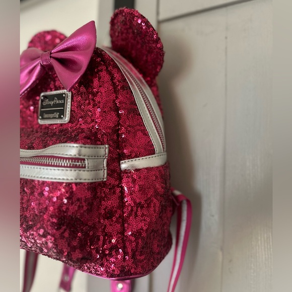 Disney parks imagination pink sequin Loungefly mini backpack - Picture 3 of 4